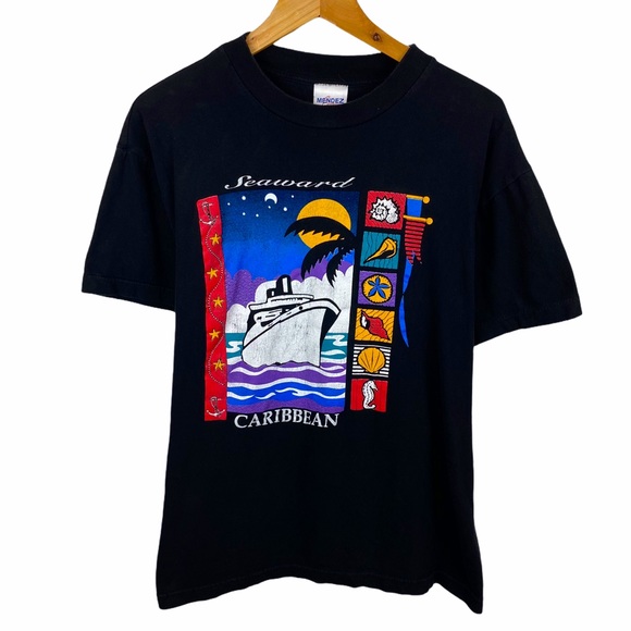 UO Vintage Retro Seaworld Caribbean Beach Travel Graphic Short Sleeve T-Shirt - Picture 3 of 7
